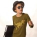 Dinosaur Print Long-sleeved Top In Olive With Buttons