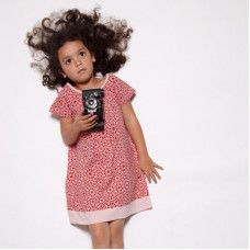 Pleated Red And Powder Pink Dress