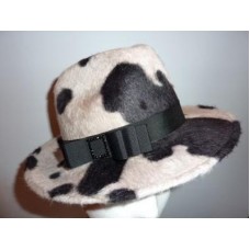 Black Cow Print Fur Felt Trilby