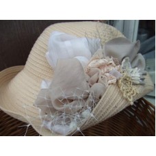 Cream With Assorted Beige And Vintage Lace Hat