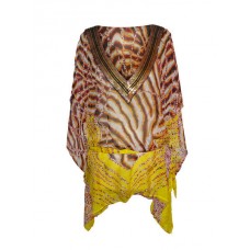 Sandy Animal Print Silk Embellished Tunic