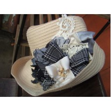 Cream With Black-grey Check Hat