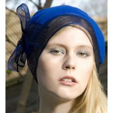 Blue With Mesh Bow Beanie