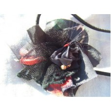 Multi Black Flower Corsage With Net And Lace