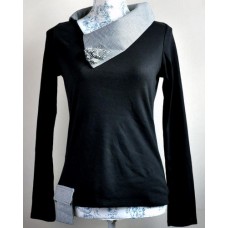 Long Sleeve Black With Dark Grey Check Top