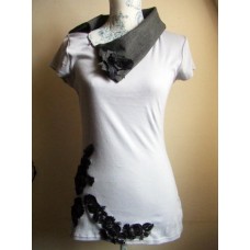 Cream With Dark Grey Check And Lace Top