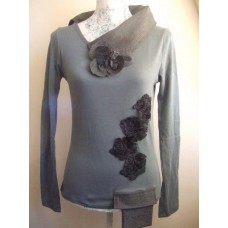 Long Sleeve Green With Dark Grey Check And Lace