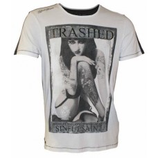 Trashed Scoop Neck Single Jersey Tee