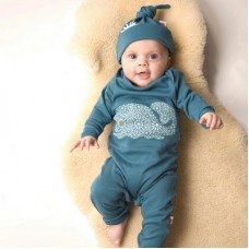 Whale Print Babygrow In Blue With A Sparkly Eye