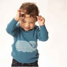 Whale Print Baby T-shirt In Blue With A Sparkly Eye
