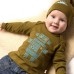 Robot Print Baby T-shirt In Olive With Sparkly Eyes