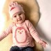Penguin Print Baby Long Sleeved In Powder Pink With Sparkly Eyes