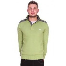 Green Pistachio Sweater With Tartan Trim