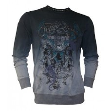 Black Hulagun Crew Neck Dip Dye Long Sleeve Tee