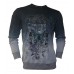 Black Hulagun Crew Neck Dip Dye Long Sleeve Tee