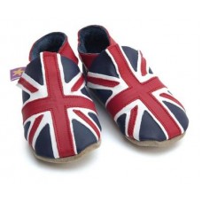 Union Jack Flag Navy With Red And White Soft Leather Baby Shoes