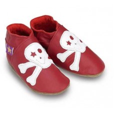 Tommy Red With White Skull Soft Leather Baby Shoes