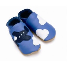 Blue With Navy Aeroplane Soft Leather Baby Shoes