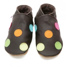 Chocolate With Coloured Spots Polka Dot Soft Leather Shoes
