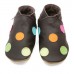 Chocolate With Coloured Spots Polka Dot Soft Leather Shoes