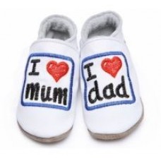 I Love Mum And Dad Soft Leather Baby Shoes In White