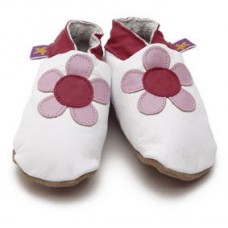 Pink Poppy Soft Leather Baby Shoes In White