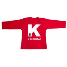 Red Alphabet Tee With White Print