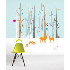 Woodland Friends Wallscene Ice Blue