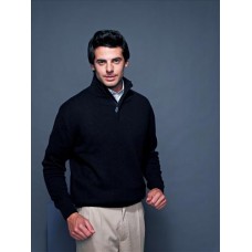Henbury Mens Zip Neck Lambswool Blend Jumper