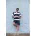 Front Row Mens Sewn Stripe Short Sleeve Rugby Shirt