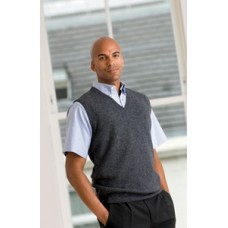 Henbury Mens Sleeveless Lambswool V-neck Jumper