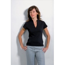 Kustom Kit Women's Corporate Short Sleeve Top V-neck Mandarin Collar