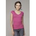 Bella Women's Tori Sheer Rib Deep V-neck Tee Shirt