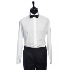 Mandate Long Sleeve Wing Collar Shirt  In White