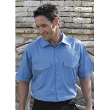 Mandate Long Sleeve Stud Workshirt In Petrol And Sky