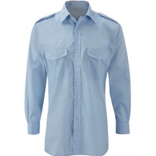 Mandate Long Sleeve Deluxe  Pilot Shirt In Sky And White
