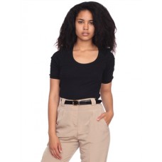 10 X American Apparel Baby Rib 1/2 Sleeve Printed U-neck T-shirt
