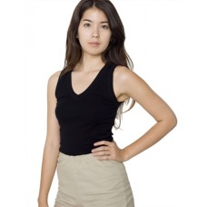 10 X American Apparel Baby Rib Sleeveless Printed V-neck Tank Top