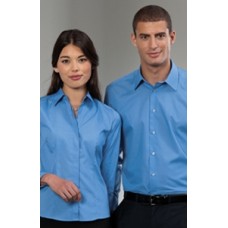 Russell Collection Women's Long Sleeve Easy Care Fitted Poplin Shirt