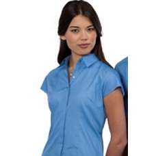 Russell Collection Women's Cap Sleeve Easy Care Fitted Poplin Shirt