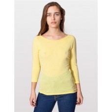 American Apparel Sheer Jersey 3/4 Sleeve Boat Neck