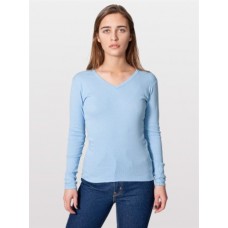 American Apparel Baby Rib Long Sleeve V-neck T-shirt