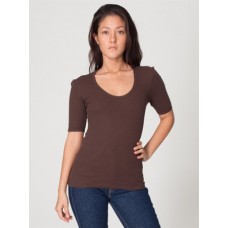 American Apparel Baby Rib 1/2 Sleeve U-neck T-shirt