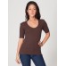 American Apparel Baby Rib 1/2 Sleeve U-neck T-shirt