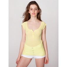 American Apparel Rib Raglan Cap Sleeve Henley