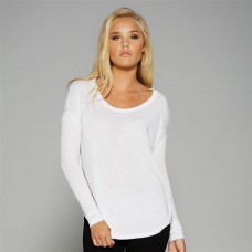 Bella Ladies Long Sleeve Flowy 2x1 Viscose Shirt
