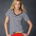 Anvil Sheer Striped V Neck Womens T-shirt