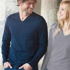 Kariban Mens Long Sleeve V-neck T-shirt