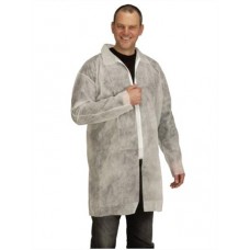 Supertouch Non-woven Coat With Zip In White (qty 50)