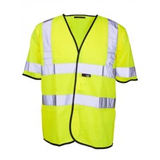 Supertouch Mens Hi Vis Short Sleeved Waistcoat In Hi Vis Yellow